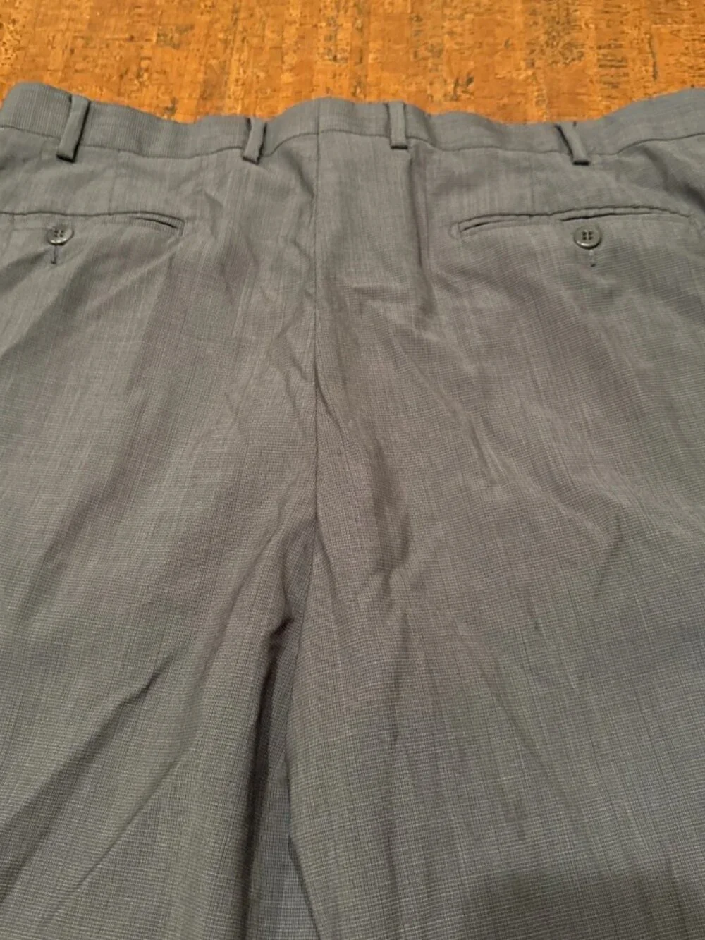 Zanella Men’s 38X31 Blue Todd Flat Front Classic Dress Pants Wool Trousers
